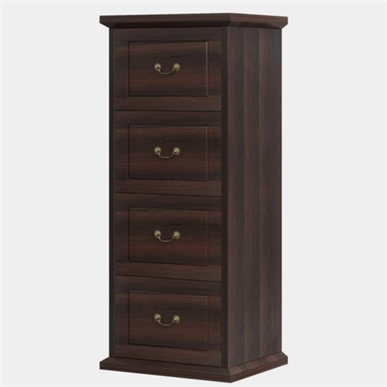 Walnut Solid Wood 4-Drawer Vertical Lockable File Cabinet with Anti-Tip Safety